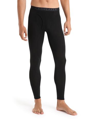 Black Men's Icebreaker Merino 175 Everyday Thermal Leggings With Fly Base Layers | USA 1400ZUTG